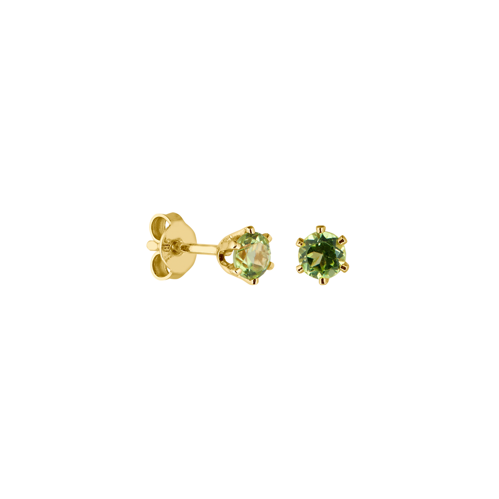 14k gold green peridot earrings studs 