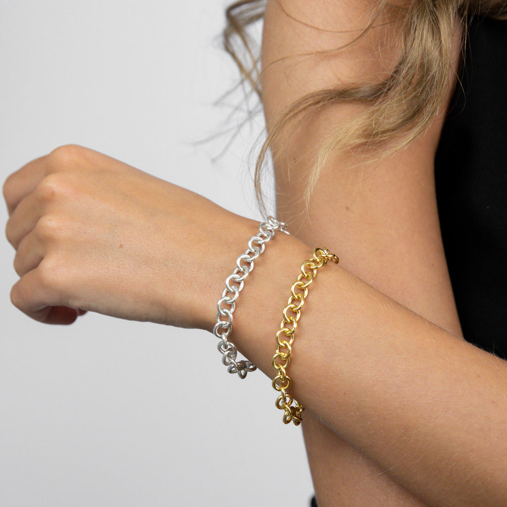 chunky link bracelet in gold and silver | 925 sterling silver 18k gold plated | recycled materials