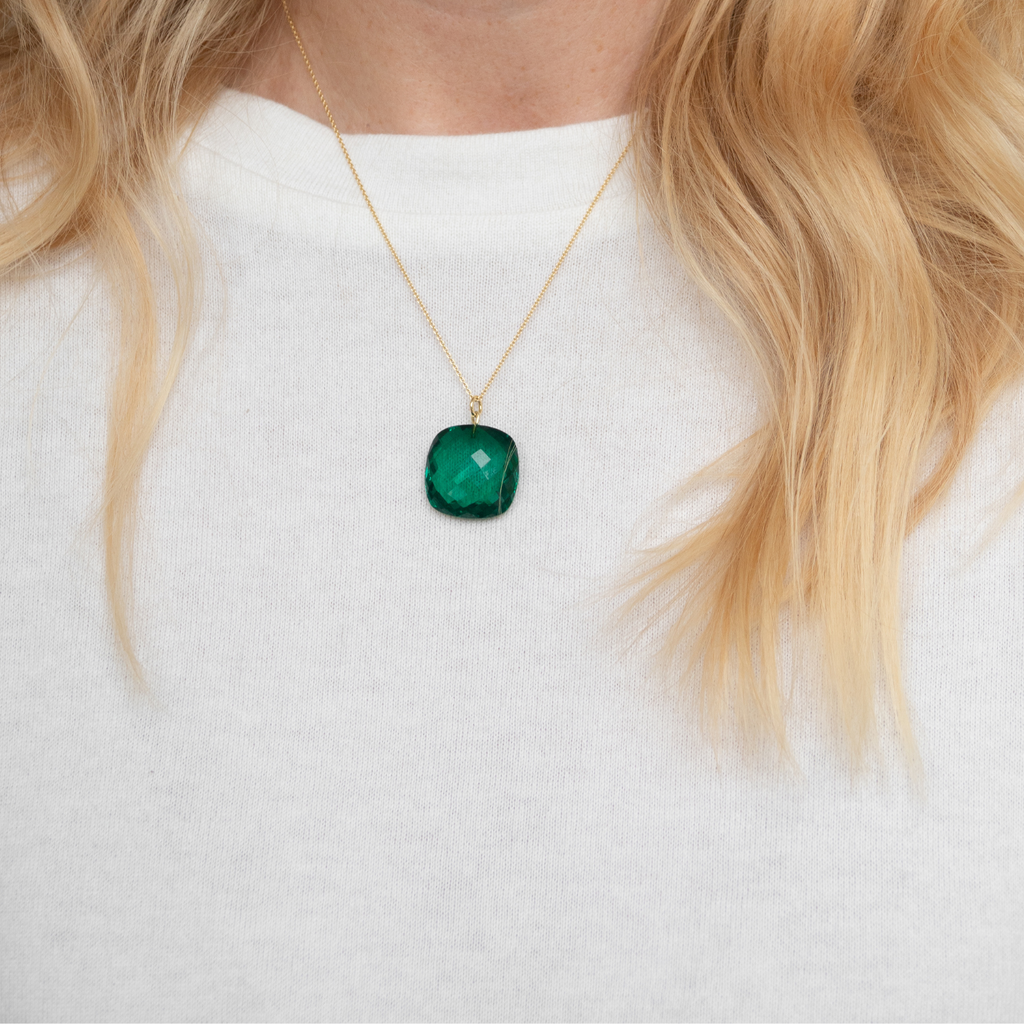 green quartz emerald pendant