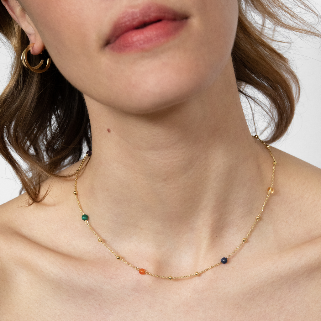 gold kette mit edelsteinen _ gold chain necklace with gemstones