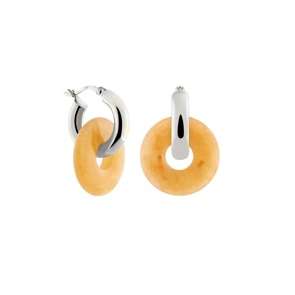 silver calcite hoop earrings - silber kalcit kreolen