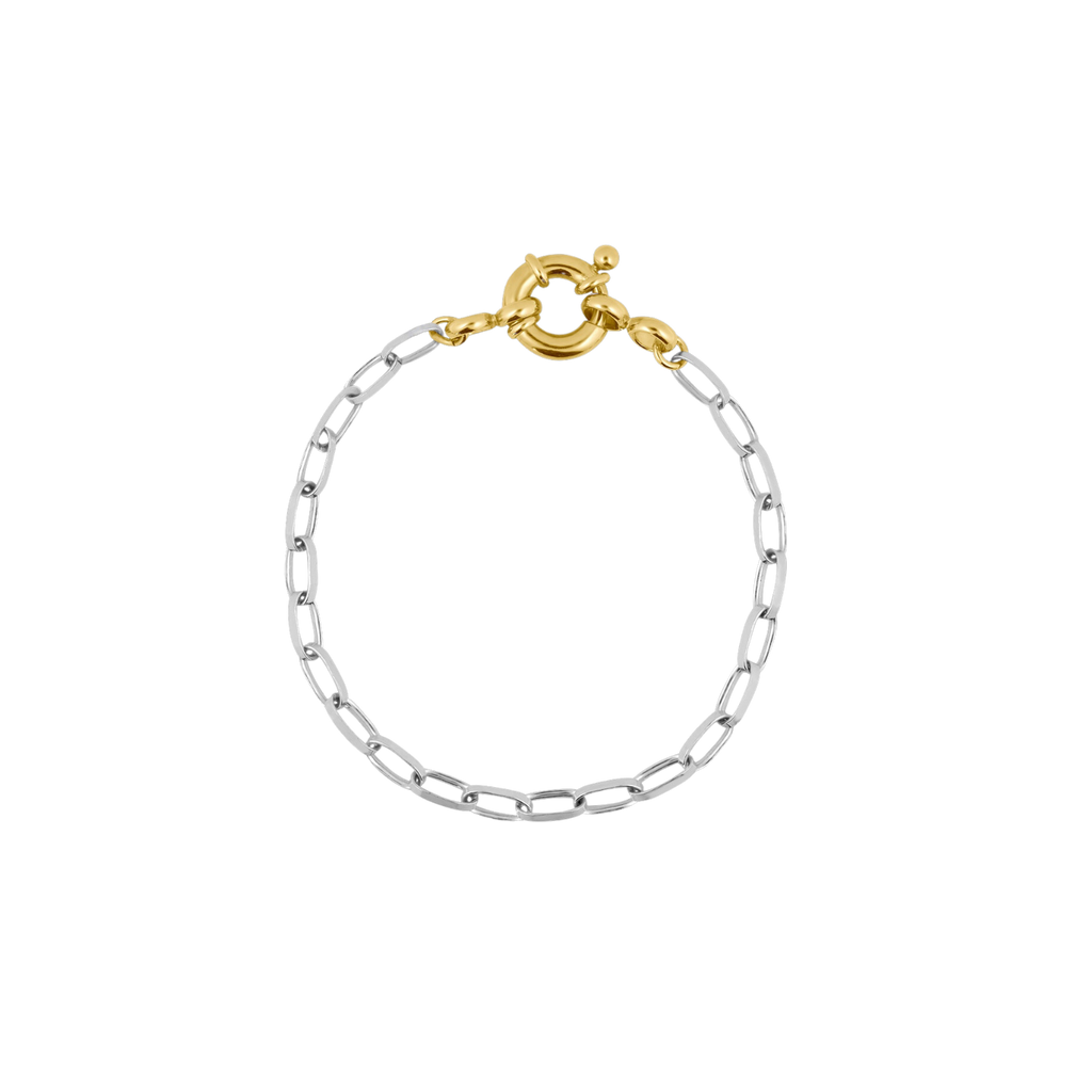 silver bracelet with gold spring ring closure | gold und silber schmuck mischen / kombinieren |gold and silver jewelry mixed