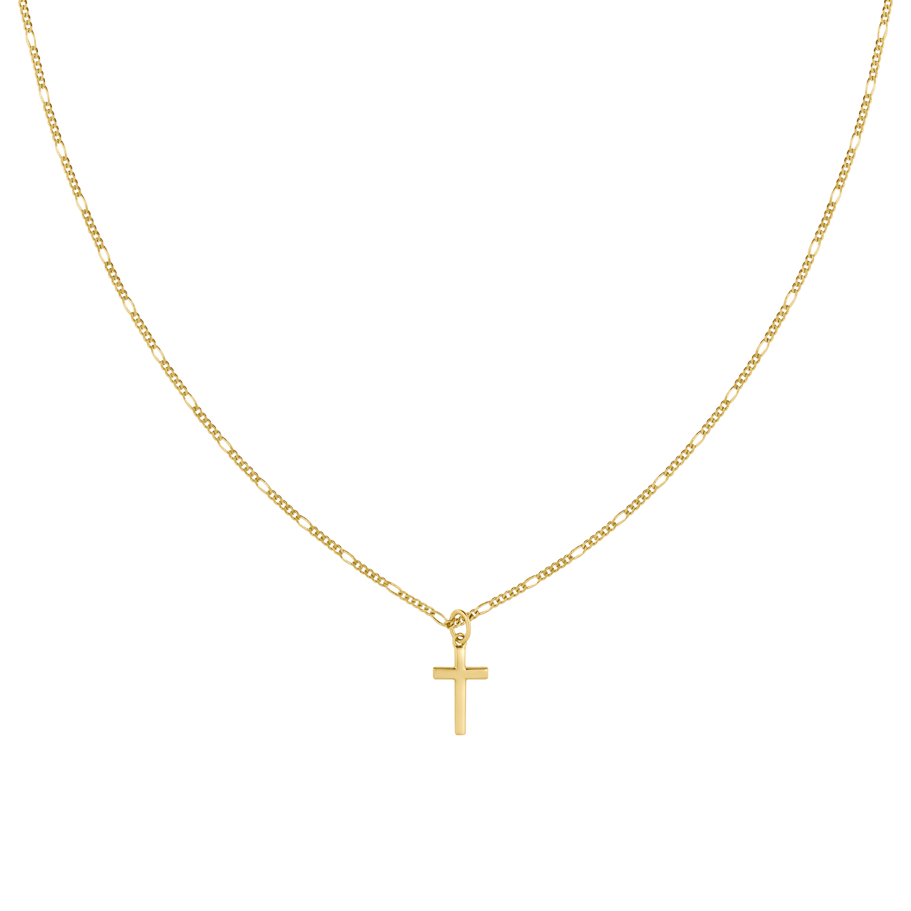 zeitlose feine Figaro Kette mit Kreuzanhänger aus recyceltem 14k gold
