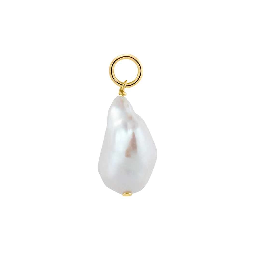 real freshwater Baroque pearl pendant that can be used for earrings or necklaces and is made of recycled 925 sterling silver and thickly plated in recycled 18k gold | Baroque Perlenanhänger für Ohrringe und Halsketten 