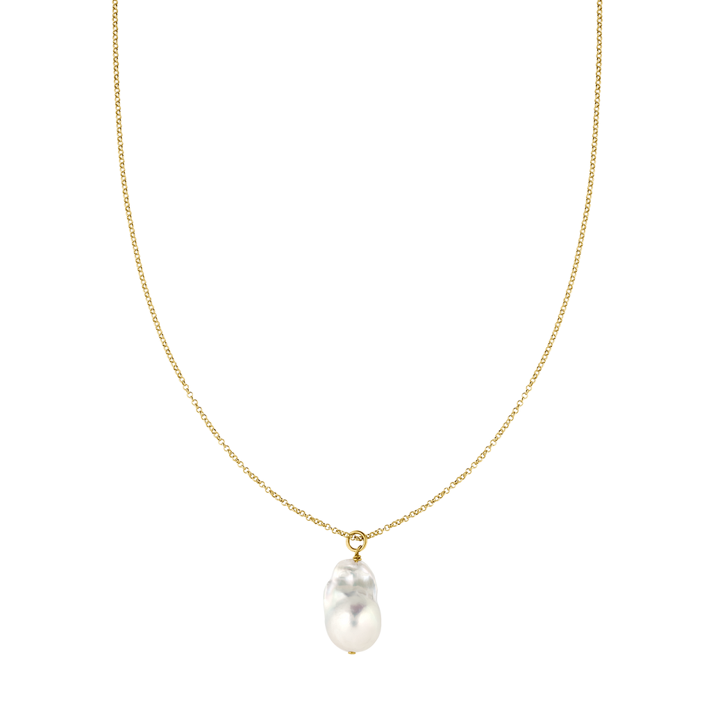 simple gold chain with real freshwater baroque pearl pendant made of sterling silver and 18k gold plated | einfache kette gold mit perlenanhänger 
