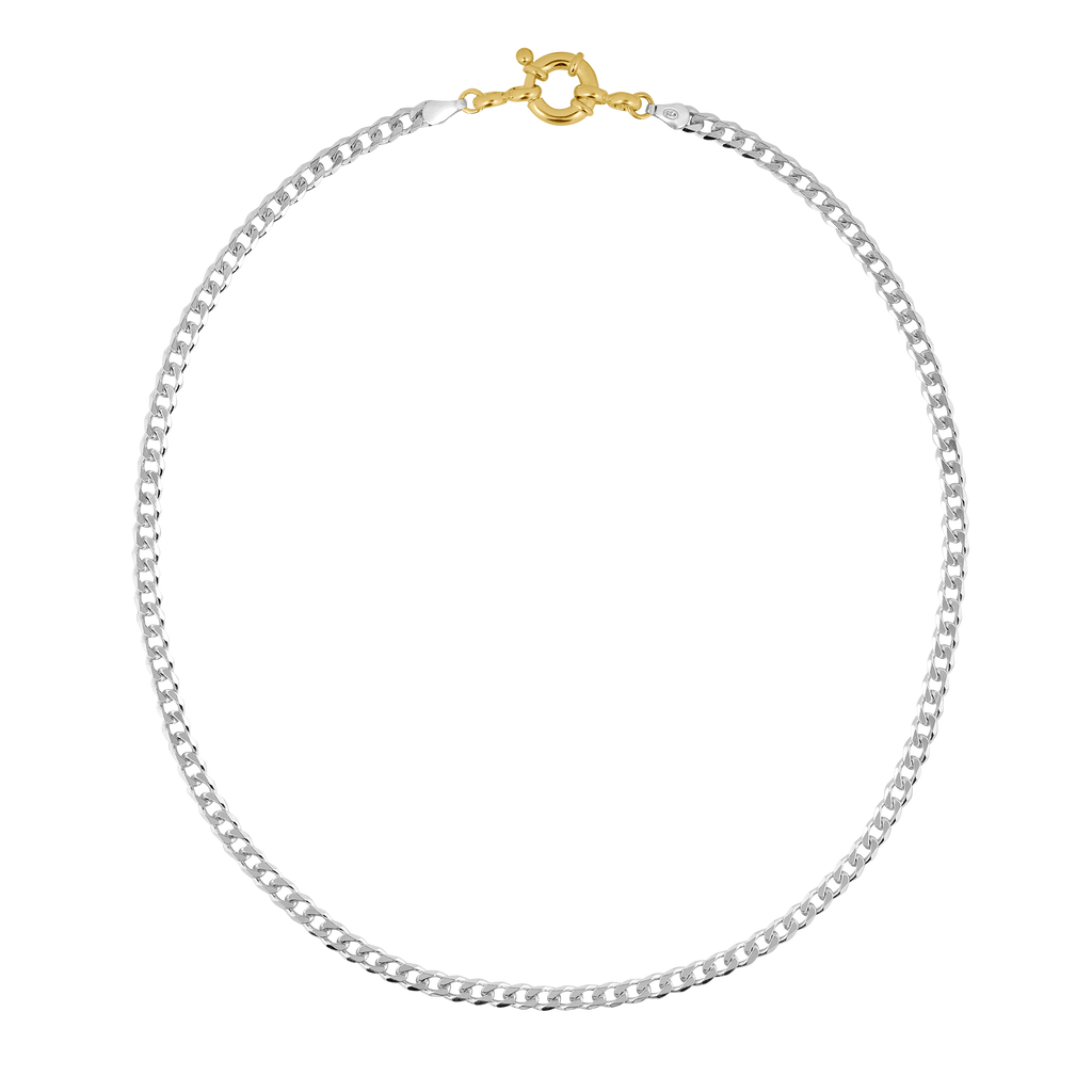 chunky silver link chain with gold statement closure | mixing gold and silver jewelry together : the bicolor collection by sustainable jewelry brand LLR Studios