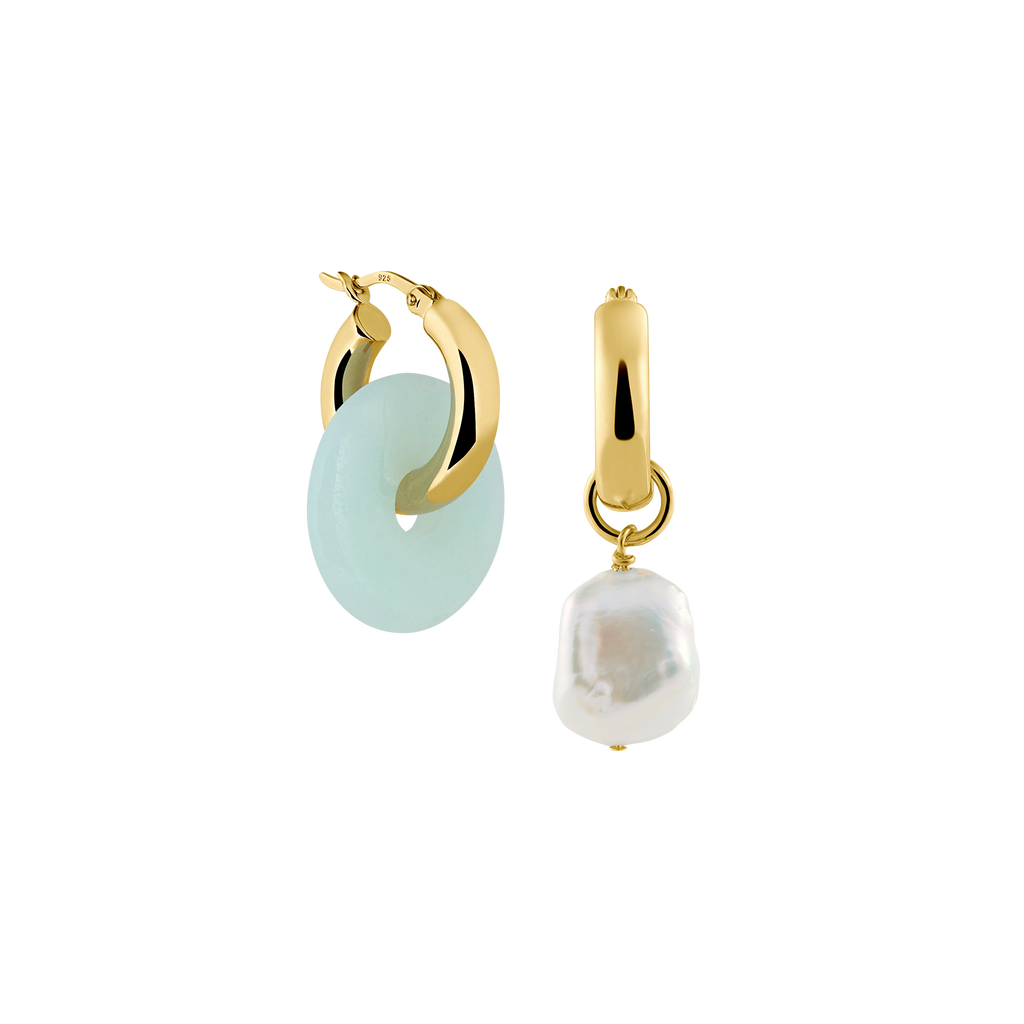 amazonite earrings - turquoise color gemstone - asymmetrical earrings