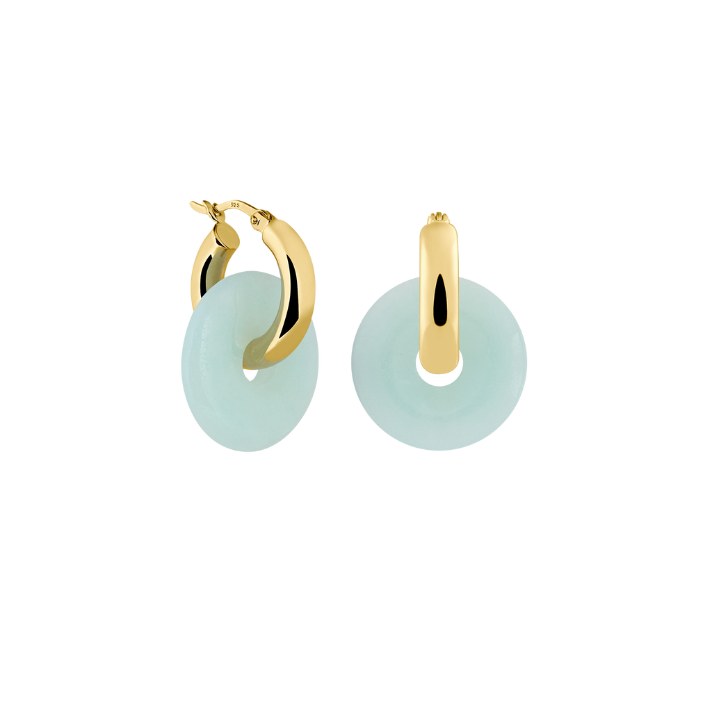 amazonite natural gemstone earrings handmade in germany by up and coming sustainable jewelry brand LLR Studios