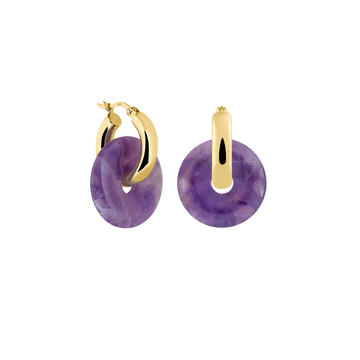 amethyst earrings made of recycled 925 Sterling silver and 18k gold plated from sustainable fine jewelry company LLR Studios