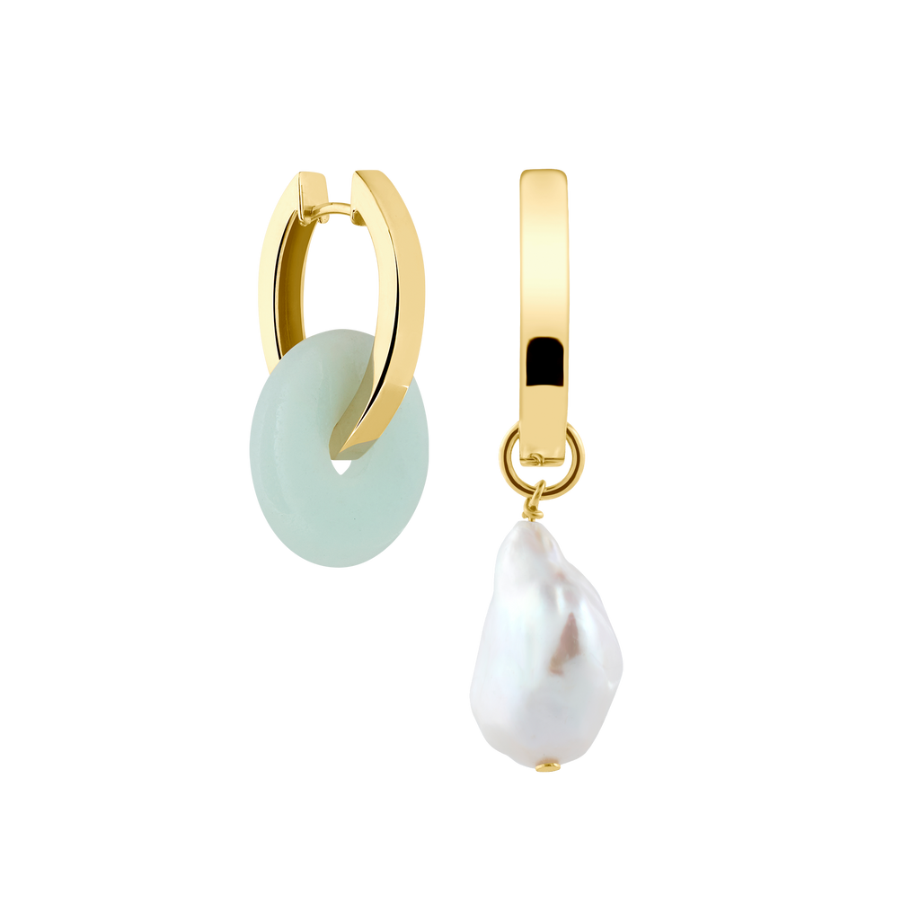 asymmetrical gemstone earrings handmade in germany LLR Studios