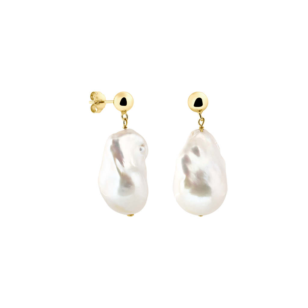 big pearl stud earrings made of real freshwater pearls, recycled sterling silver and 18k gold plated