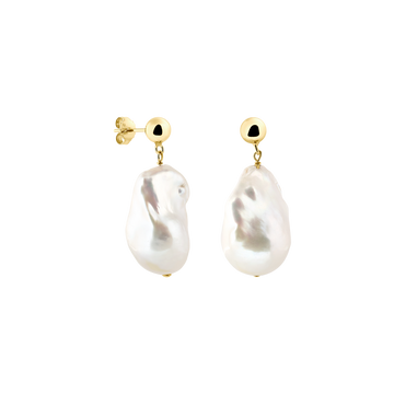 big pearl stud earrings made of real freshwater pearls, recycled sterling silver and 18k gold plated