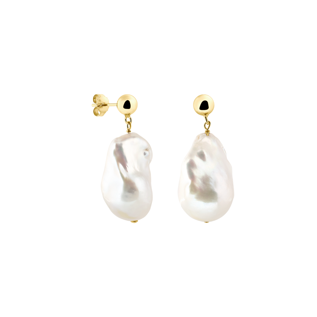 14 gold studs with big baroque freshwater pearls | perlenohrringe 14k gold _ sustainable fine jewelry