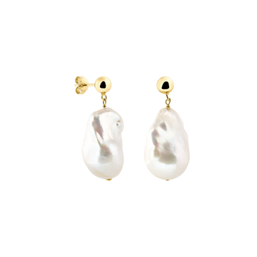 14 gold studs with big baroque freshwater pearls | perlenohrringe 14k gold _ sustainable fine jewelry