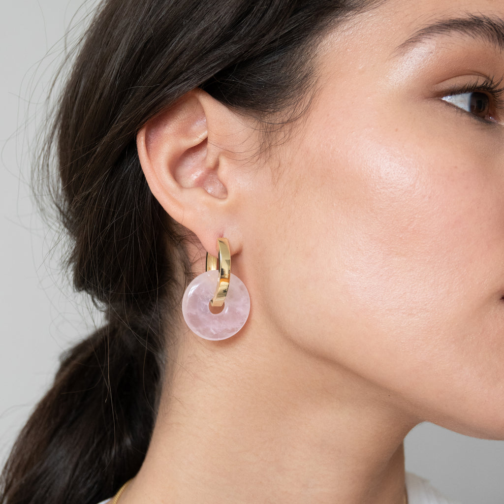 pink gemstone earrings rose quartz - rosenquartz ohrringe