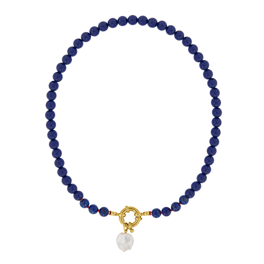 lapislazuli edelstein Halskette handgefertigt in Hamburg - natürlicher Edelsteinschmuck