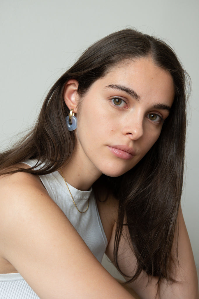 chalcedony earrings made of recycled 925 sterling silver and 18k gold plated - natural gemstone jewelry