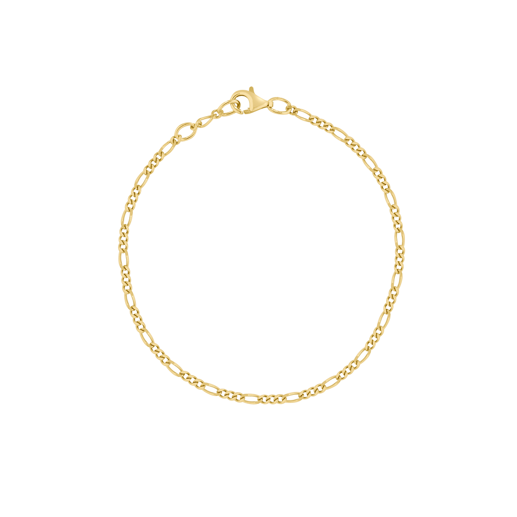 gold plated figaro chain bracelet from sustainable fine jewelry company llr studios. handmade jewelry from germany.