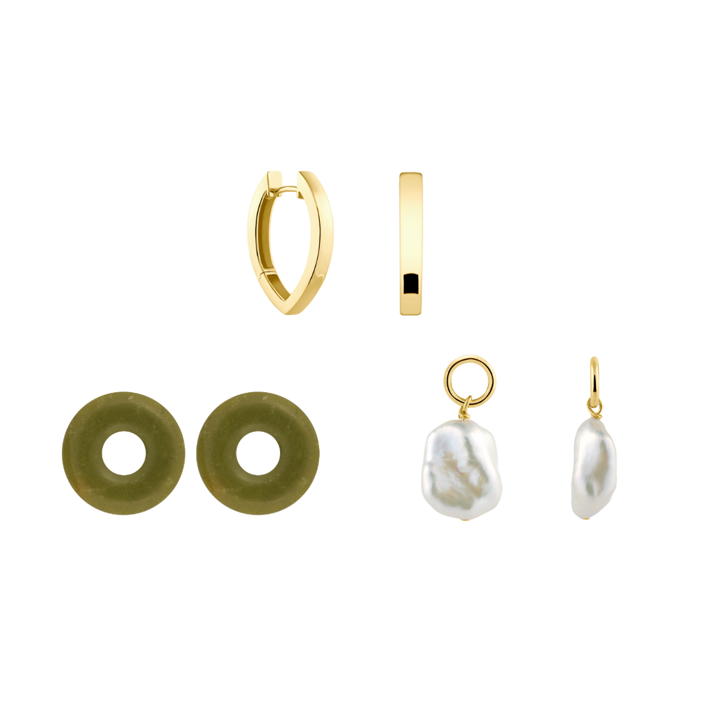 ovale Kreolen / Ohrringe mit austauschbaren Edelsteinanhänger