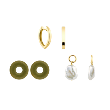ovale Kreolen / Ohrringe mit austauschbaren Edelsteinanhänger