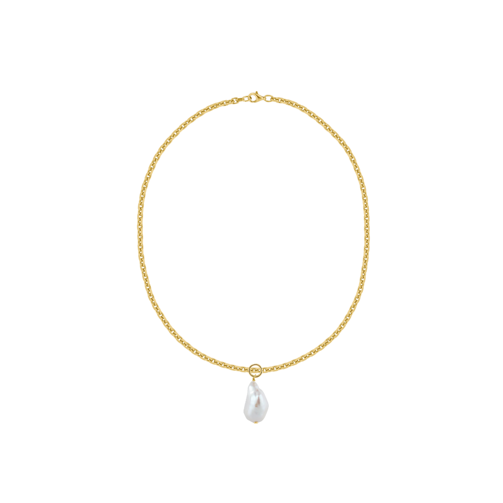 grobe Gliederkette mit Perlenanhänger handgefertigt in Deutschland LLR Studios Schmuck