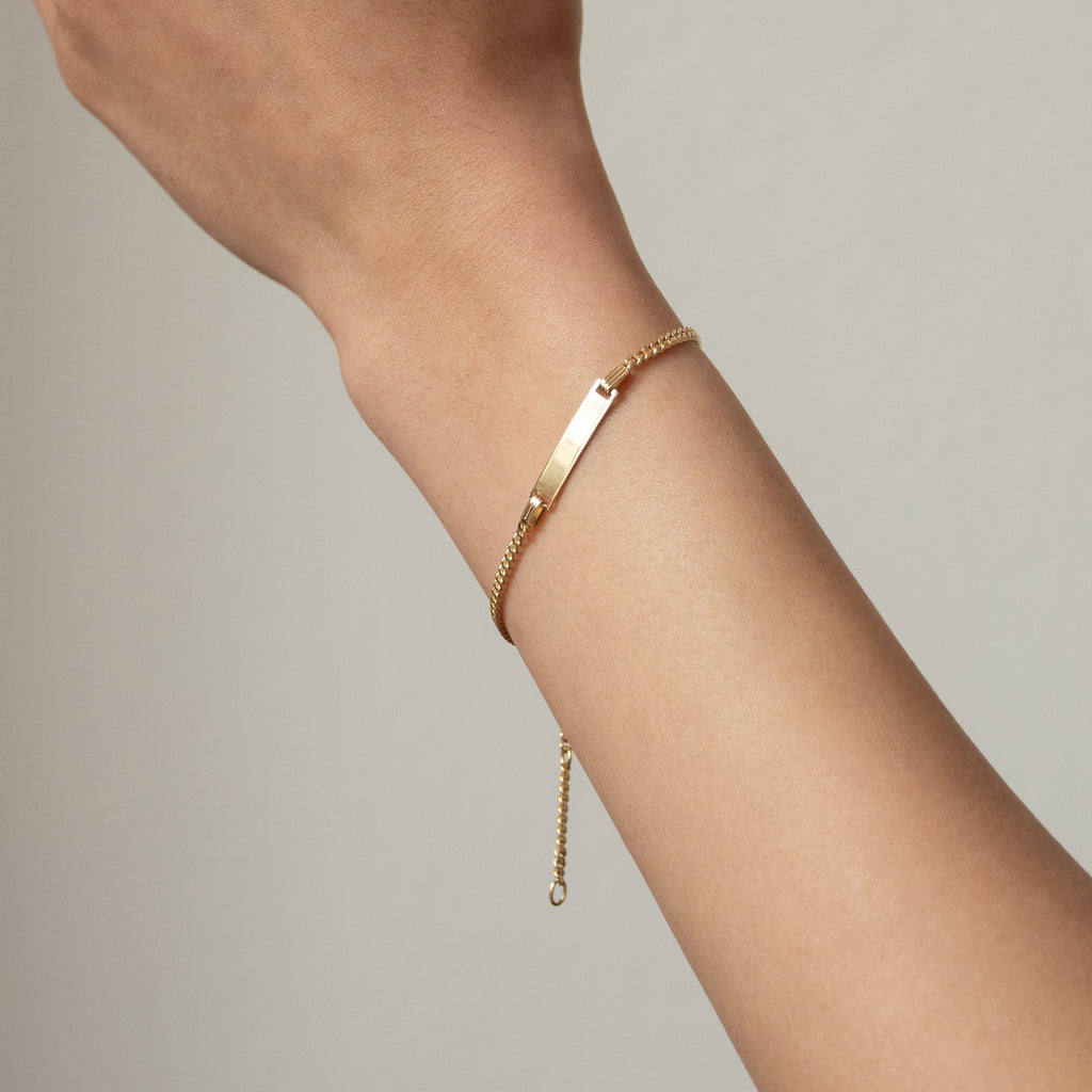 gold id bracelet made of 925 sterling silver and 18k gold plated - recycled materials - engravable