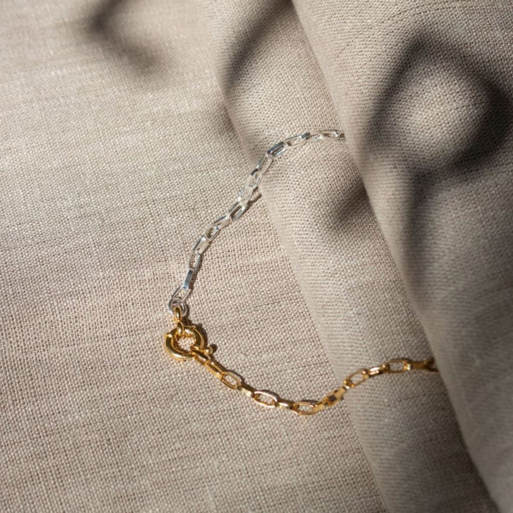 necklace / chain made of half silver half gold - sterling silver 18k gold plated, high quality jewelry