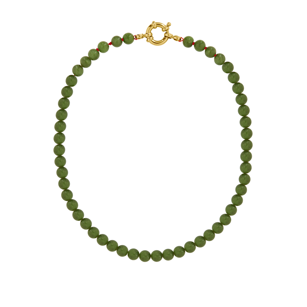 chunky jade necklace round beads - natural gemstone jewelry germany