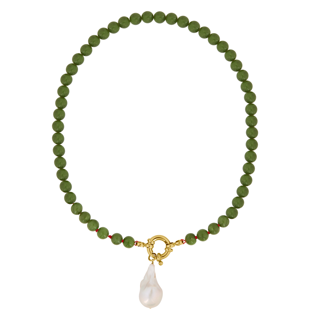 jade halskette mit Baroqueperlen anhänger | beste newcomer schmuck brands llr studio