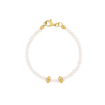 mini pearl bracelet with gold accents | real freshwater pearls | recycled sterling silver and 18k gold | gold plated jewelry high quality