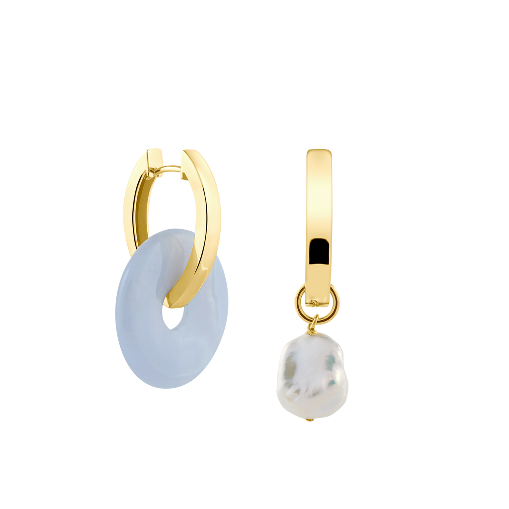 925 sterlingsilber 18k vergoldete ovale kreolen - recyceltem sterlingsilber und gold - edelstein und perlen anhänger für ohrringe