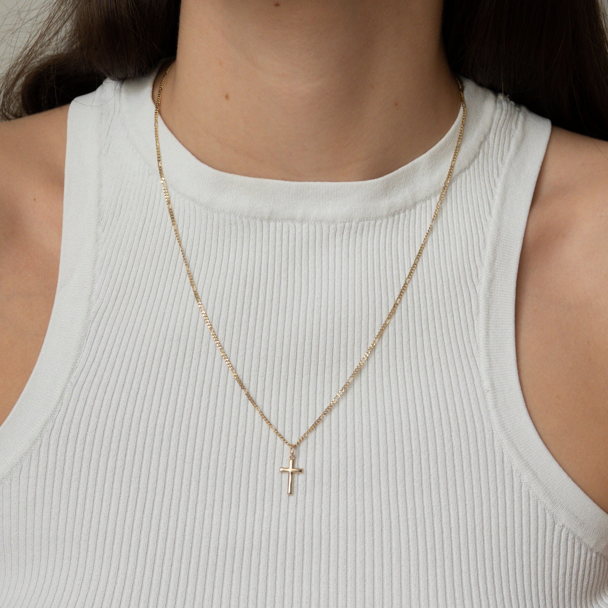 14k Gold Figaro Cross Chain – LLR Studios