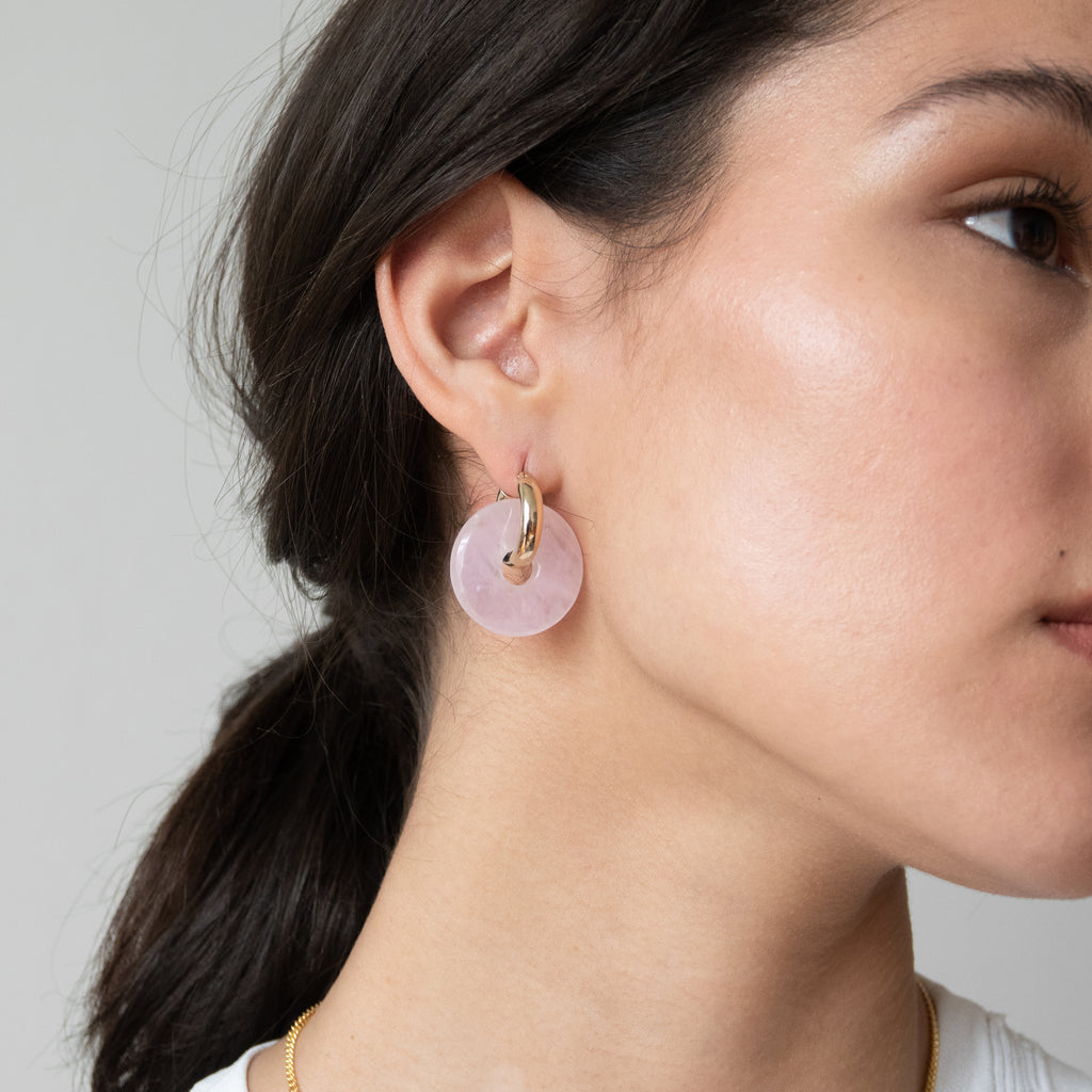 natürliche Edelstein Schmuck : Rosenquartz Anhänger / natural gemstone jewelry: rose quartz pendants for earrings